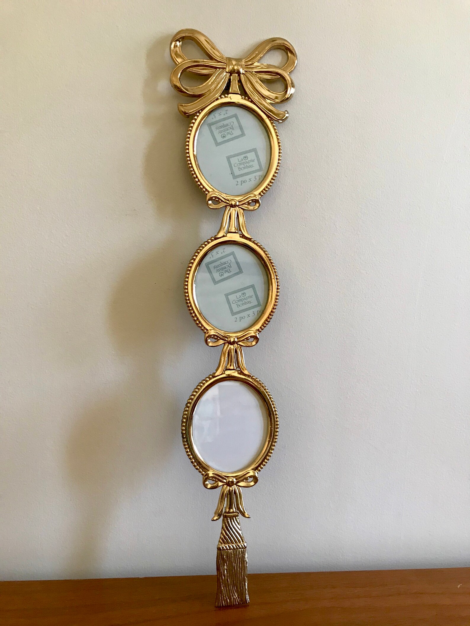 Hanging Brass Picture Frames Vintage Brass Bow Wall Hanging Etsy