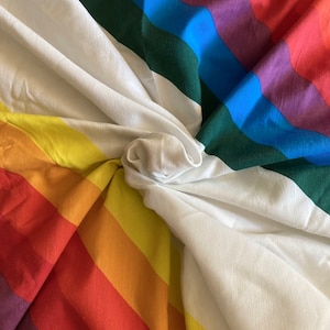 Vintage Rainbow Stripe Flat Sheet: Thomaston ASPEN Percale Double Bedding