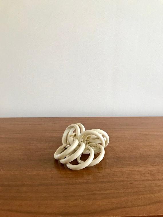 Vintage Shower Curtain Rings Beige Bath Accessories Retro Etsy