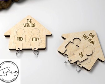 Personalised Laser Cut Engraved Keyhook • New Home * Wooden Key Hook * Wedding Gifts * First Home * His and Hers * Gifts * Anniversary Gifts