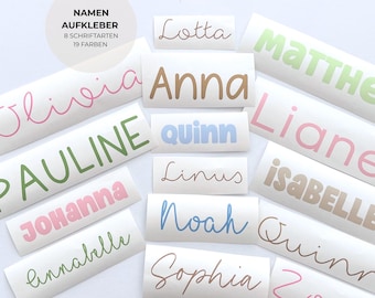 Namensaufkleber Kinder,  personalisierter Schriftzug mit Name, Vinyl Aufkleber in vielen Farben und Schriftarten, Deko für Kinderzimmer