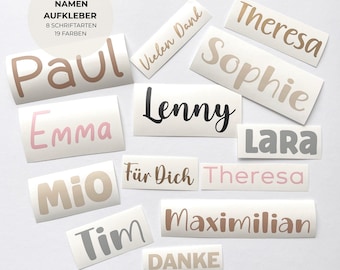 Namensaufkleber, personalisierte Vinylaufkleber, Schriftzug Name in vielen Größen, Farben und Schriftarten
