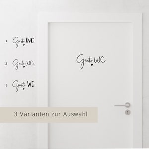 Door sign "Guest WC", sticker made of vinyl film, available in 3 variants, 2 sizes and 5 colors. Great housewarming gift idea.