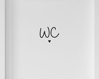 WC sign, toilet sign, WC sticker, door sign, WC door sticker with 3 small hearts (2)