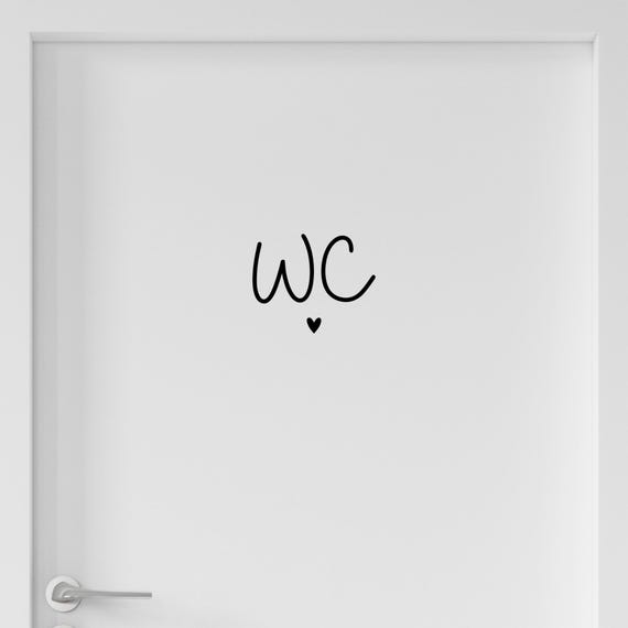 WC Schild, Toilettenschild, WC Aufkleber Türschild WC Türaufkleber mit 3 kleinen Herzen (2)