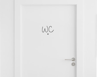 WC sign, toilet sign, WC sticker, door sign, WC door sticker with 3 small hearts (2)