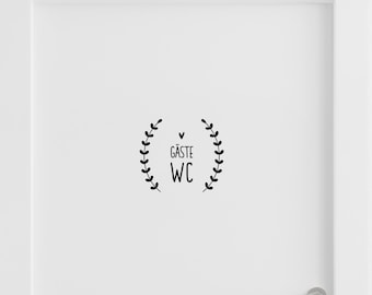 Panneau de porte pour toilettes invités, panneau de toilettes, autocollant WC en film vinyle, idée cadeau pour un emménagement.