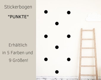 Wandtattoo, Wandsticker, "Punkte" Kinderzimmer. Aus Vinylfolie, in 9 Größen und 5 Farben erhältlich.  Kinderzimmerdeko