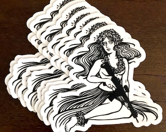 AR-15 Hula Girl - Die Cut Sticker Decal, Durable Vinyl, Matte, Car