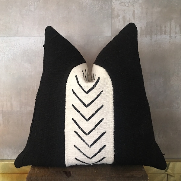 Black and White Mud Cloth Pillow Covers with Arrows