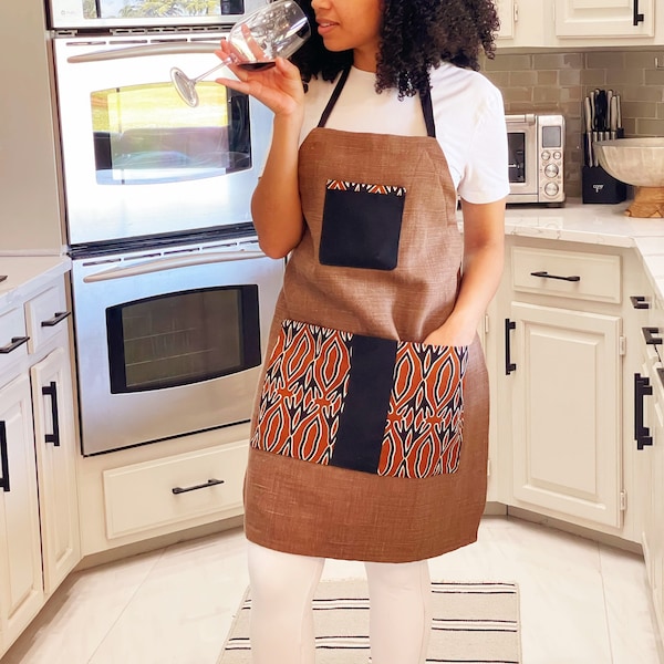 Unisex Apron | Adjustable Kitchen Apron | Handmade |Chef Apron | Stylish Apron | African inspired Apron | Housewarming gift | Gift for Mom
