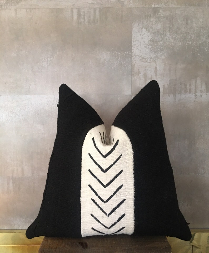 Black and White Mud Cloth Pillow Covers With Arrows Etsy