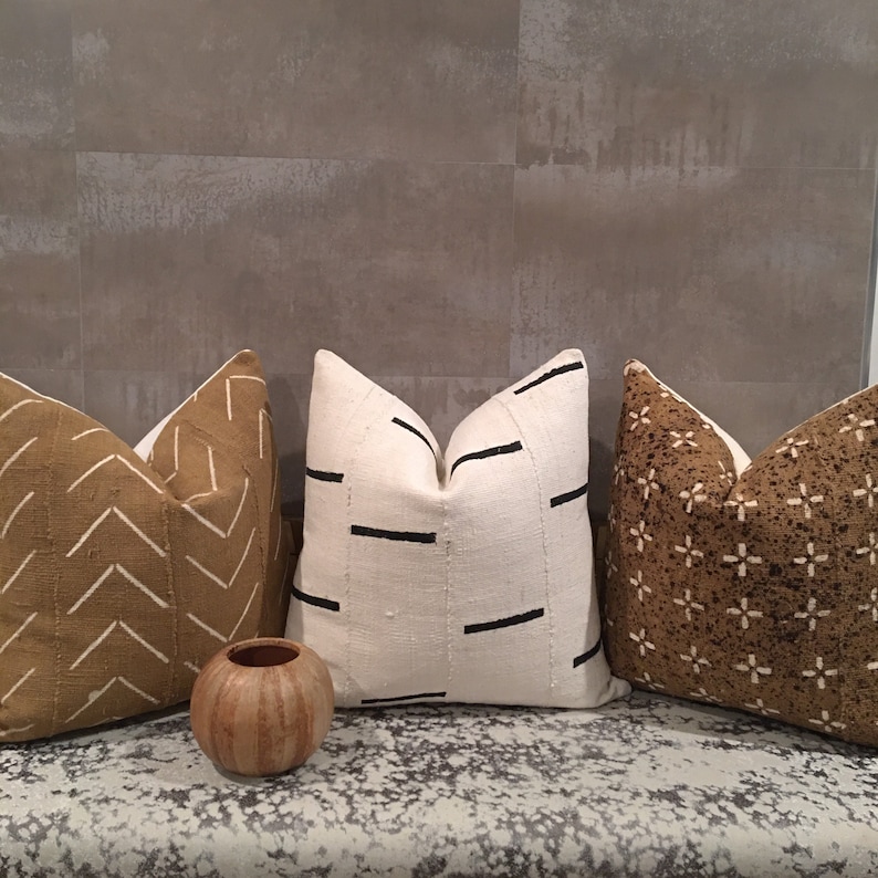 Black and White Mud Cloth Pillow Cover with Dashes Mud Cloth Etsy
