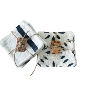 Coaster Set for Table Setting 4 Piece Coaster Set Made With Authentic African Mud Cloth Unique Housewarming Gift for Boho Home Coaster Set