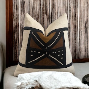 African Mud Cloth Pillow Cover  Decorative  Pillow Designer Pillowcase  Boho Accent Pillow  Mali Fabric Cushion