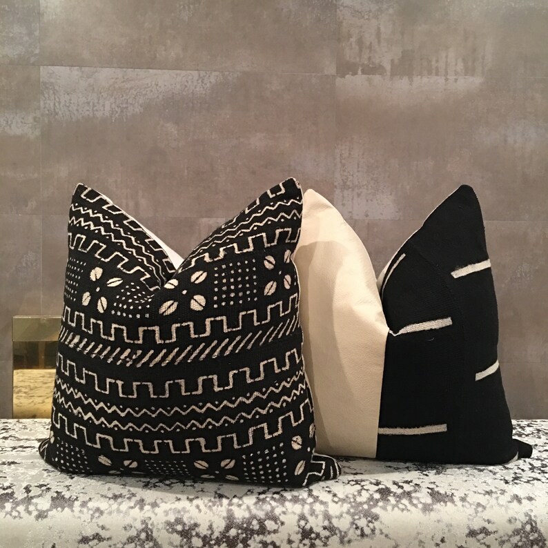 Authentic African Mudcloth Pillow Covers Black and White Etsy