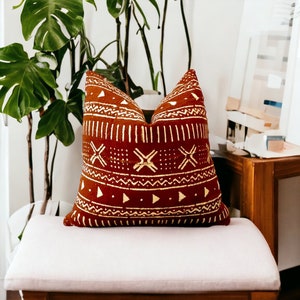 Brown Mudcloth Pillow Cover  Handmade Organic Cotton Pillow  Lumbar and Square Throw Pillows  Toss Pillow for Safa  KHARI