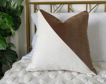 Modern Home Decor Throw Pillowcase Brown Velvet Cushion Bedroom Style Living Room Accent Pillow Handmade Design Contemporary Home Decor