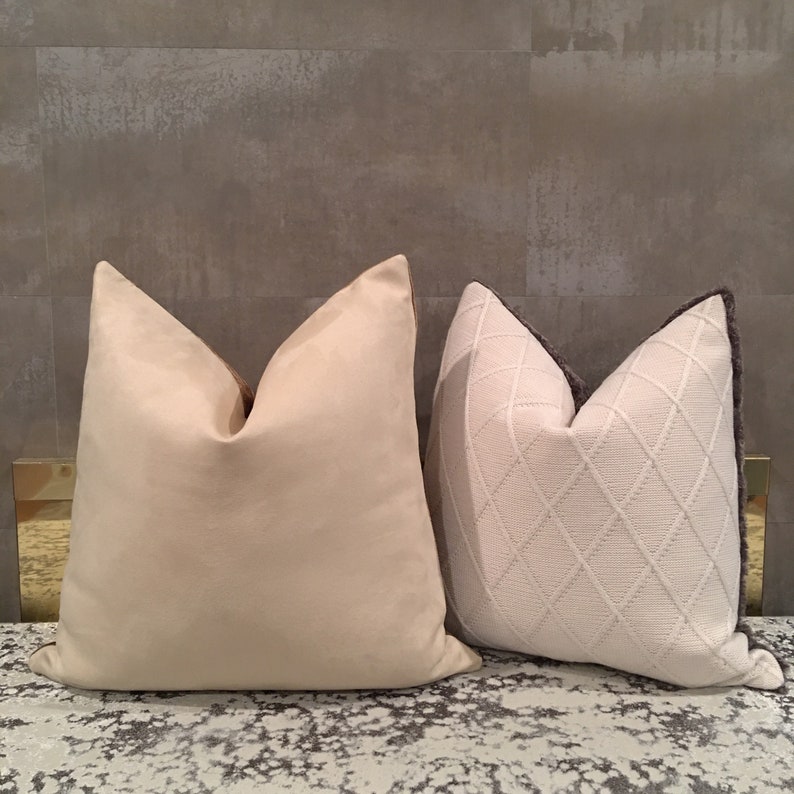 Faux Suede Pillow Cover Suede Pillow Cover Beige Pillow Etsy