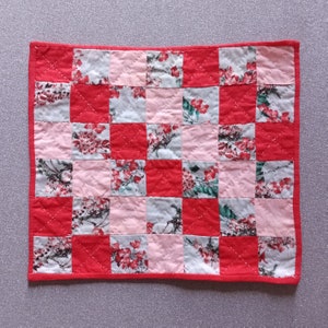 Hand sewn 1/12 scale patchwork quilt for your dollhouse or room box.