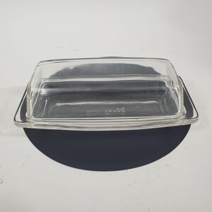 Vintage Pyrex Corning 72-B doorzichtige glazen botervloot met deksel, geschikt voor oven en magnetron (VS)