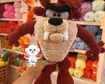 Taz Tasmanian Devil Amigurumi PDF pattern in Spanish and English