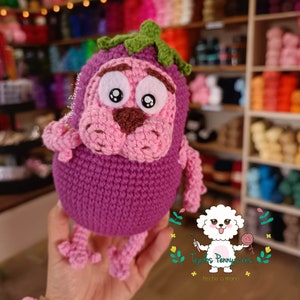 Courage Eggplant Crochet Amigurumi Pattern PDF ENGLISH AND SPANISH