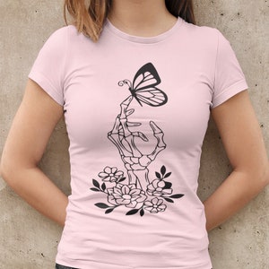 Skeleton Hand Butterfly Shirt, Skeleton Shirt, Butterfly Shirt