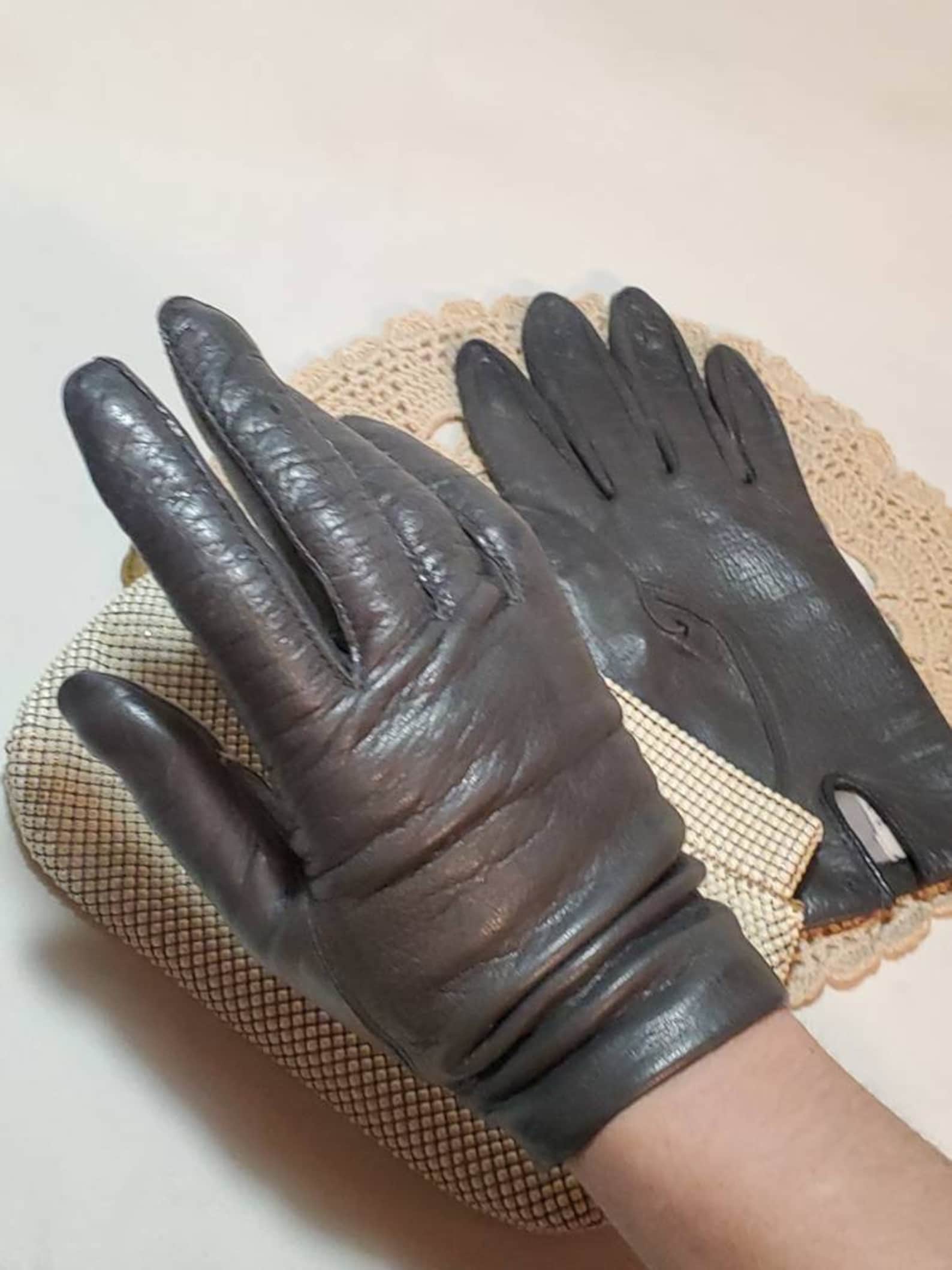 Fownes Grey Vintage Leather Gloves Genuine Leather Etsy