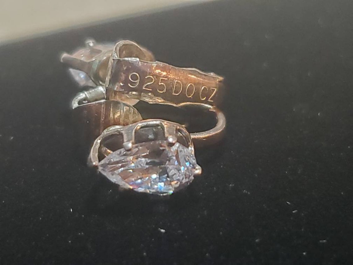 925 Vintage Hallmark DQ CZ Sterling Silver Art Deco Jewelry Etsy