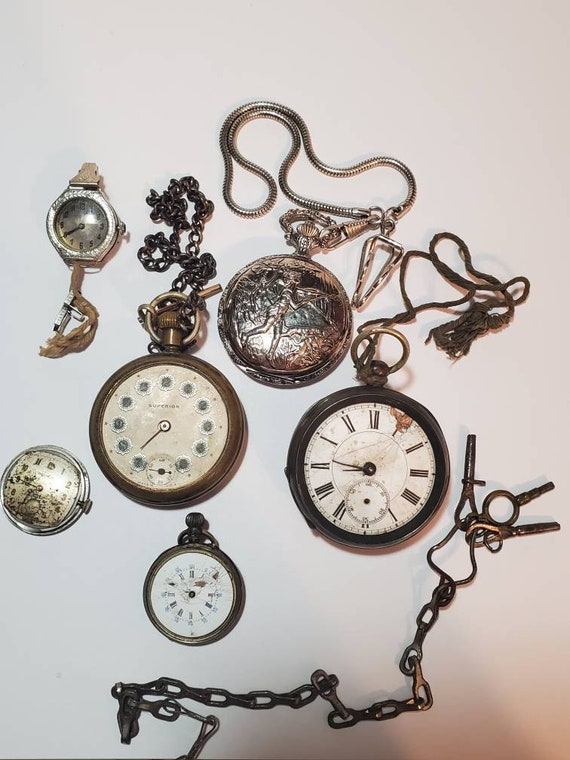 Pocket Watch Lot For Repair Parts