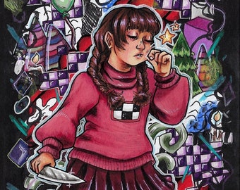 Impressão de jogo indie holográfico Yume Nikki Madotsuki