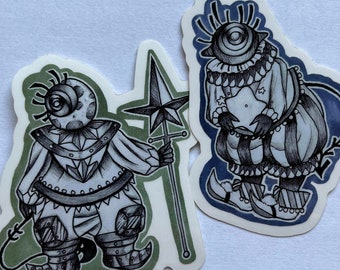 Star Citizens Fantasy Jester Knight Creepy Cute Clear Stickers