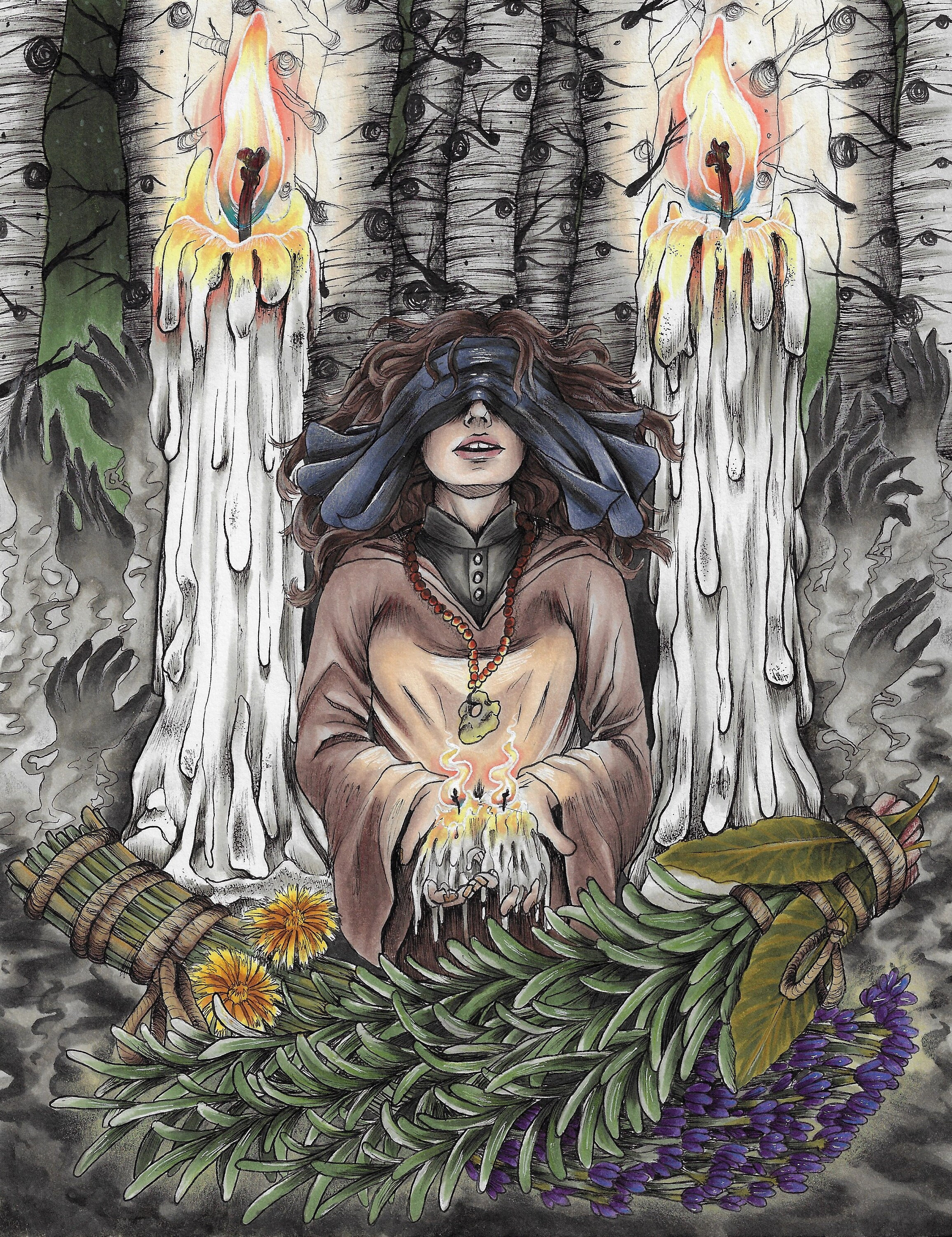 Fictional Ritual Ancient Rituals - Original Halloween Drawtober Witchy Witchcraft Candle ...