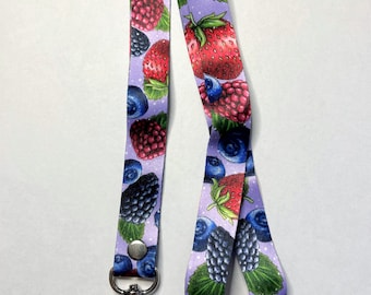 Berries Strawberry Blueberry Raspberry Blackberry Lanyard