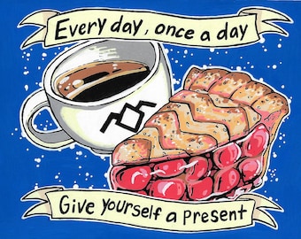 Twin Peaks Cherry Pie and Coffee Mini Poster Print