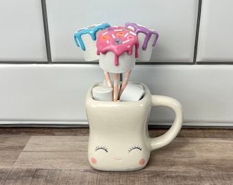 Fake Candy Heart Marshmallows on Sticks (Set of 3) | Valentine's Day Tiered Tray Decor
