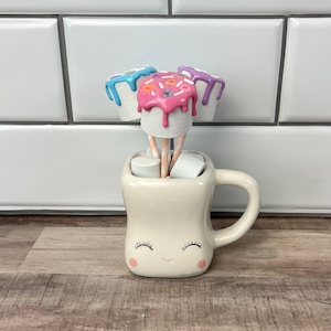 Set of 3 Fake Candy Hearts Marshmallows on Sticks | Valentine&#39;s Day Tiered Tray | Fake Valentine&#39;s Day Marshmallows for Marshmallow Mugs