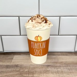 Faux Pumpkin Spice Latte Coffee Cup: Fall Tiered Tray Decor