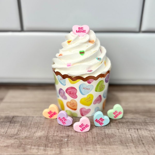 Fake Candy Hearts Cupcake | Valentine's Day Tiered Tray Decor| Fake Bake Cupcake | Faux Cupcake | Photography Prop Food | Fake Cupcake