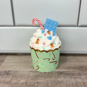Candy Wonderland Faux Cupcake | Christmas Tiered Tray Decor | Fake Candy Cane Cupcake | Photography Prop Cupcake | Gingerbread Man Cupcake