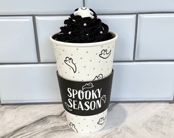Spooky Season Fake Coffee Cup | Pink Halloween Tiered Tray Decor