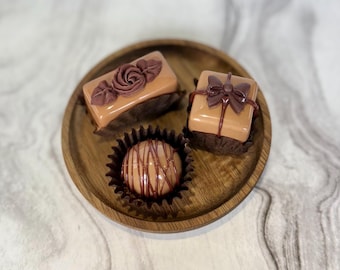 Faux Chocolate & Caramel Candies – Tiered Tray Decor, Set of 3