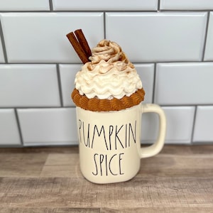 Pumpkin Spice Latte Faux Whipped Cream Mug Topper – Fall Tiered Tray Decor
