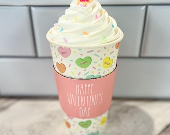 Fake Candy Hearts Coffee Cup | Valentine's Day Tiered Tray Decor