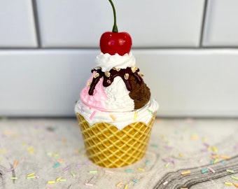 Fake Neapolitan Ice Cream Cupcake | Birthday Tiered Tray Decor