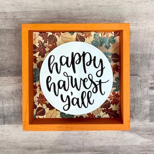 Fall "Happy Harvest Y'all" Tiered Tray Sign | Fall Sign | Autumn Tiered Tray Sign | Autumn Tier Tray | Harvest Decor | Fall or Autumn Decor