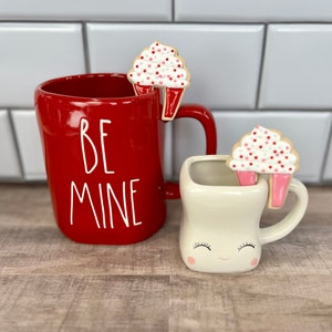 Valentine's Day Cupcake Mug Hugger - Red or Pink | Faux Sugar Cookie Mug Hanger | Valentine's Day Tiered Tray | Fake Cupcake Sugar Cookies