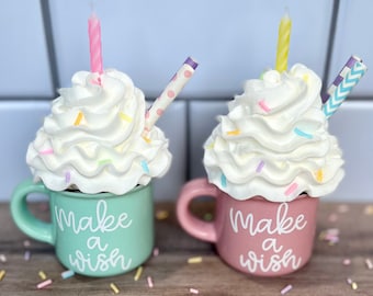 Small "Make a Wish" Decorative Mug| Birthday Tiered Tray Decor