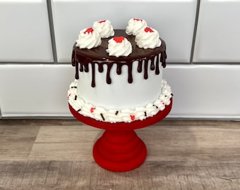 Small Fake Chocolate Drip Valentine's Day Cake for Valentine's Day Tier Tray | Fake Chocolate Drip Cake | Faux Cake | Photo Prop Fake Cake